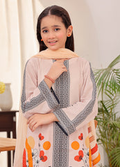 Printed lawn 3 piece stitched suit for girls