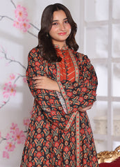 Khaddar Printed Kurti Set — Rust & Black