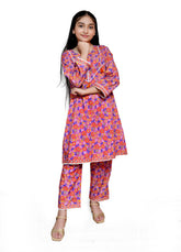 Pink printed lawn casual 2 piece suit