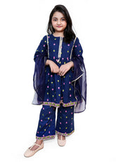 Blue girls formal 3 piece stitched suit