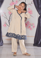 khaddar formal 3 piece stitched suit for kids