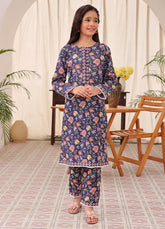 blue printed 2 piece casual suit