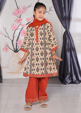 khaddar formal 3 piece stitched suit for kids