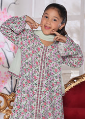 Floral Khaddar Kurti & Trouser Set — Pink & Mint