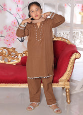 khaddar formal 3 piece stitched suit for kids