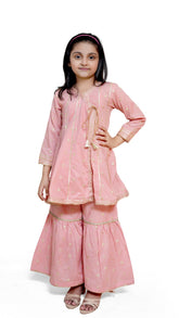 Girls light pink stitched 3pc suits