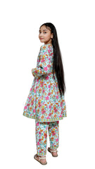 Multi color printed kids 2pc stitched suit