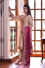 EMBROIDERED SUIT 3PCS STITCHED (KHES-01)