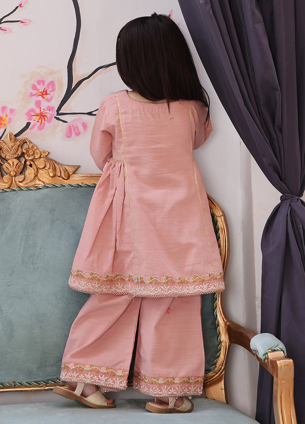 khaddar formal 3 piece stitched suit for kids
