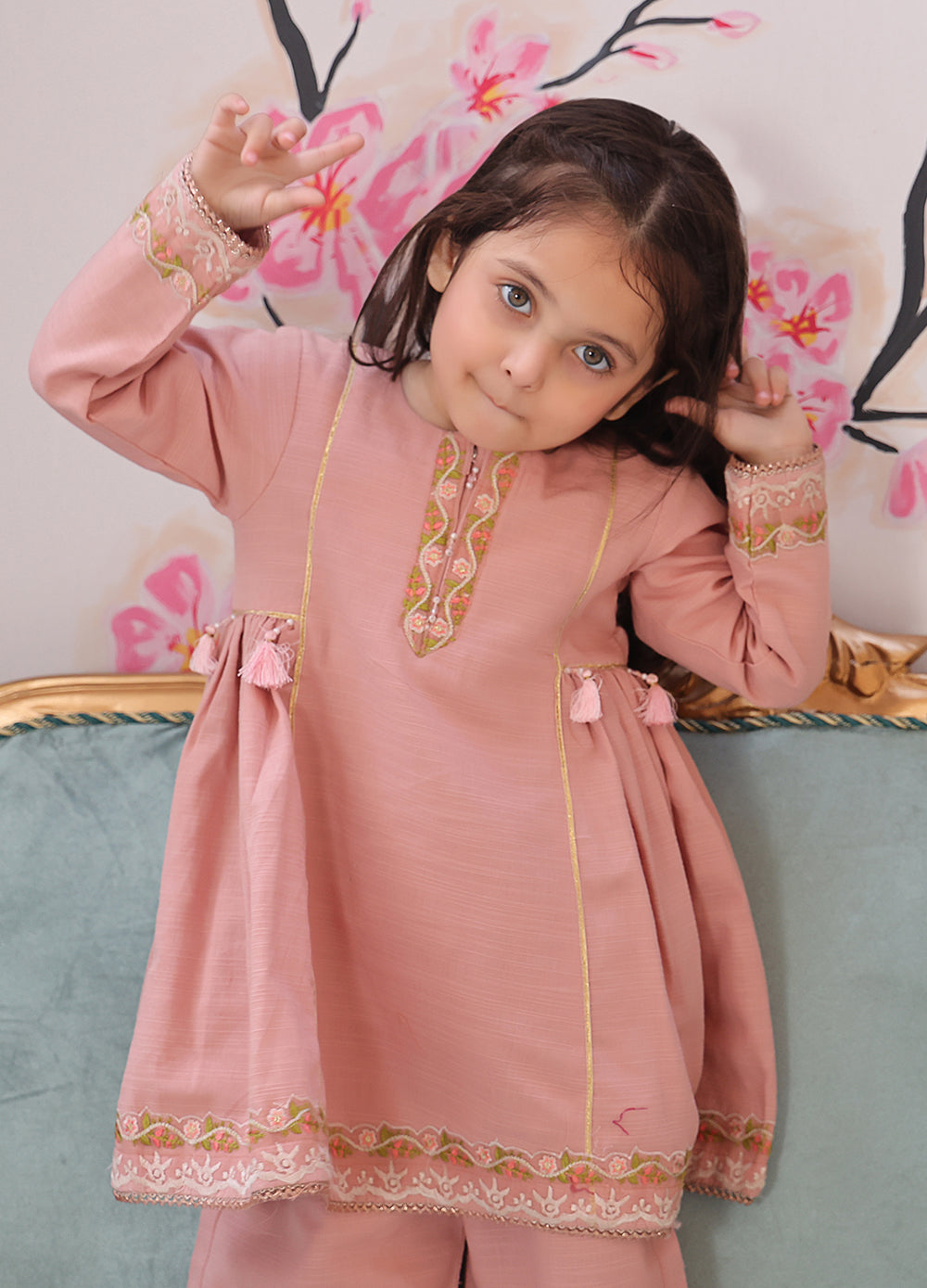 khaddar formal 3 piece stitched suit for kids