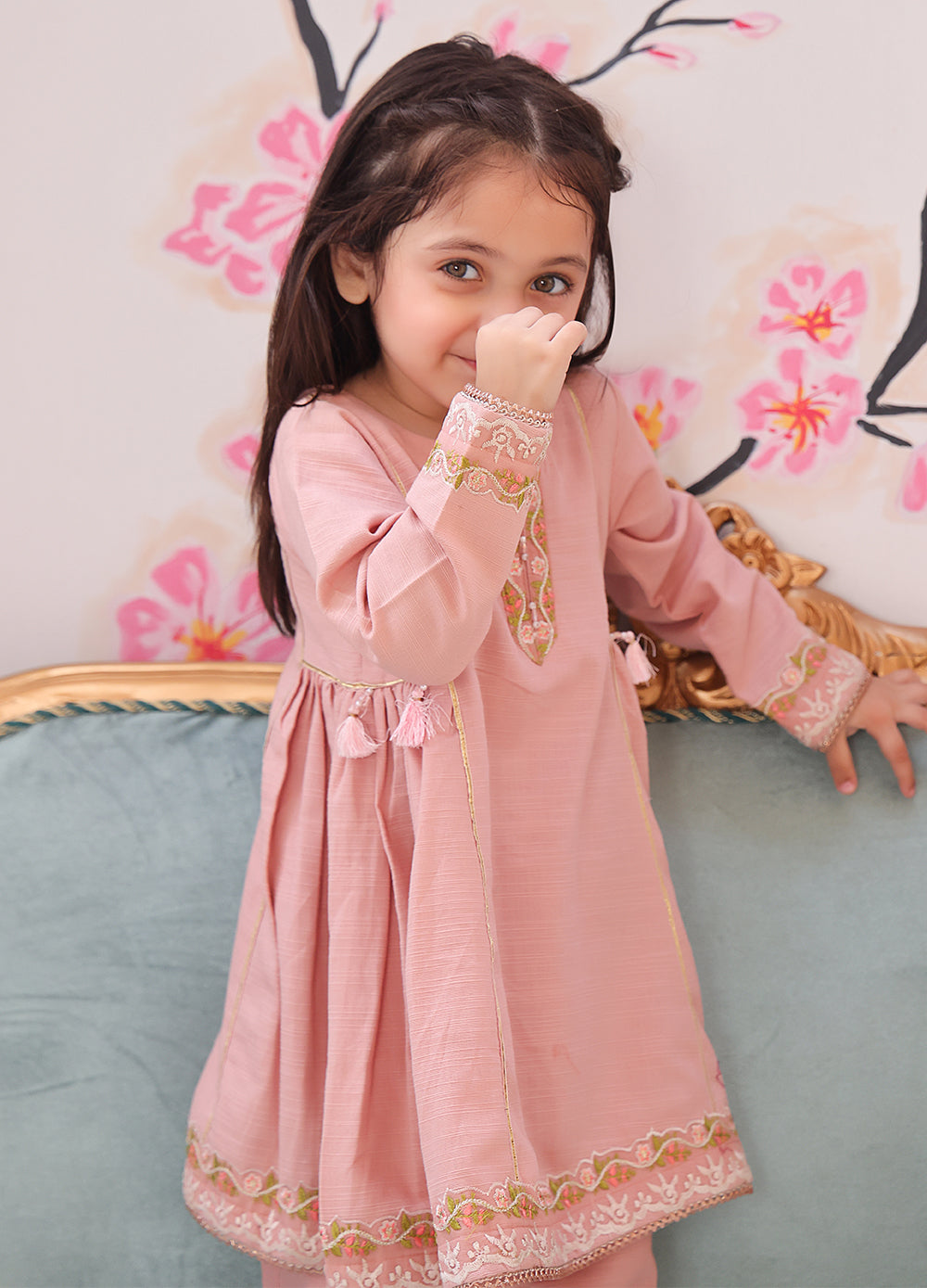 khaddar formal 3 piece stitched suit for kids