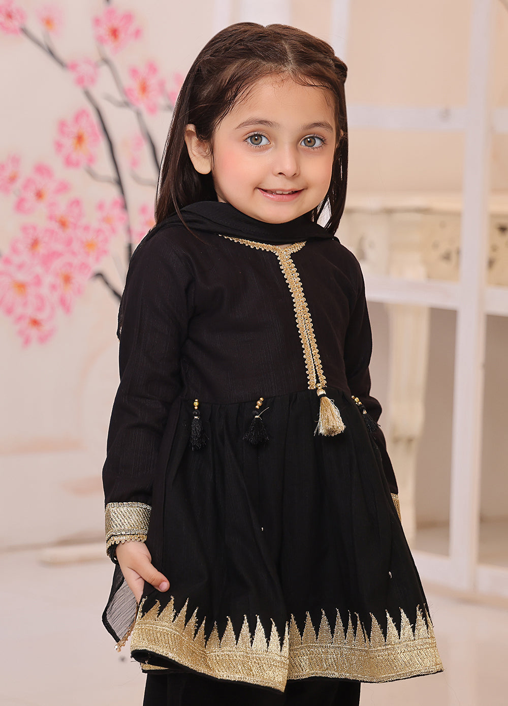 khaddar formal 3 piece stitched suit for kids