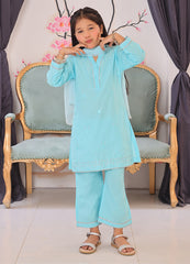 Embroidery Lawn 3‑Piece Suit — Light Blue (2-10 Years)