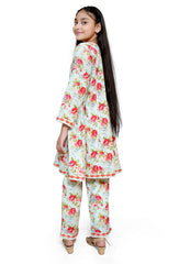 Powder blue printed lawn 2 piece casual suit for girls