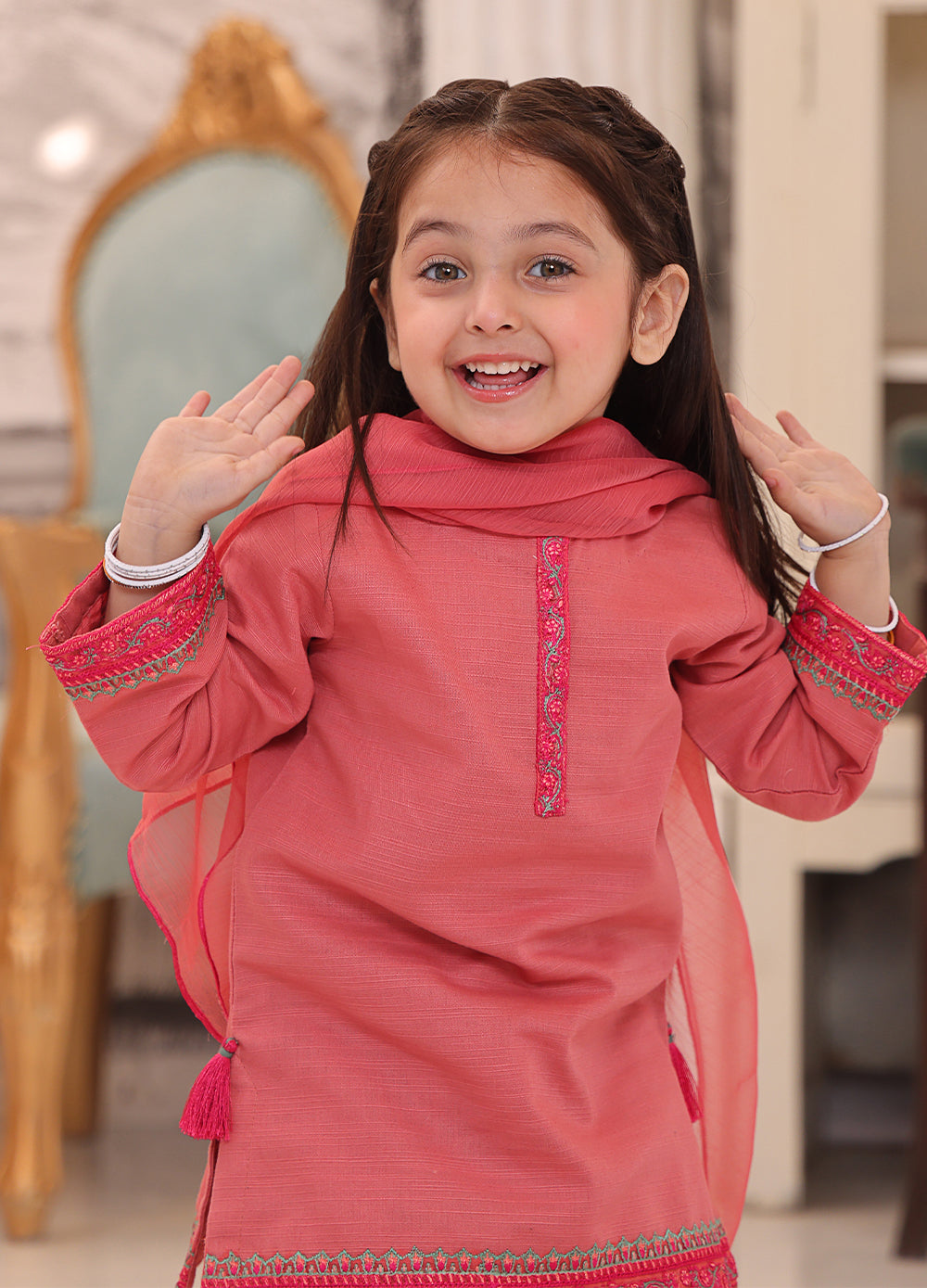 khaddar formal 3 piece stitched suit for kids