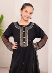 Black Embroidered Chiffon 3pc Fancy Kids Suits