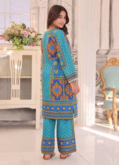 Teal Printed Khaddar Kurti & Trouser Set