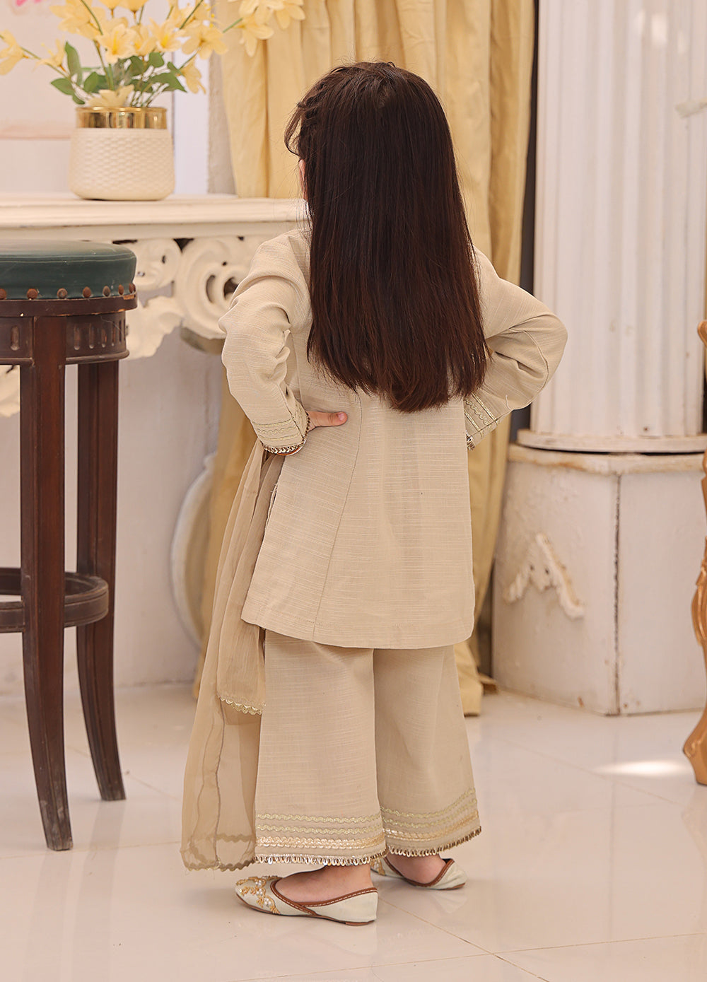 khaddar formal 3 piece stitched suit for kids