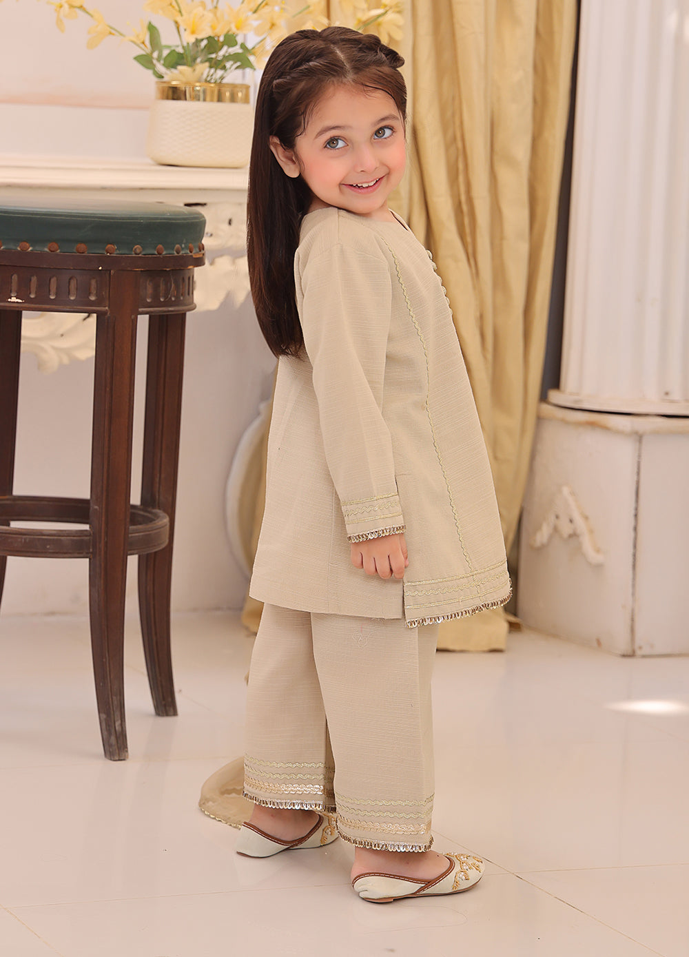khaddar formal 3 piece stitched suit for kids