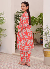 Red printed 2 piece casual suit