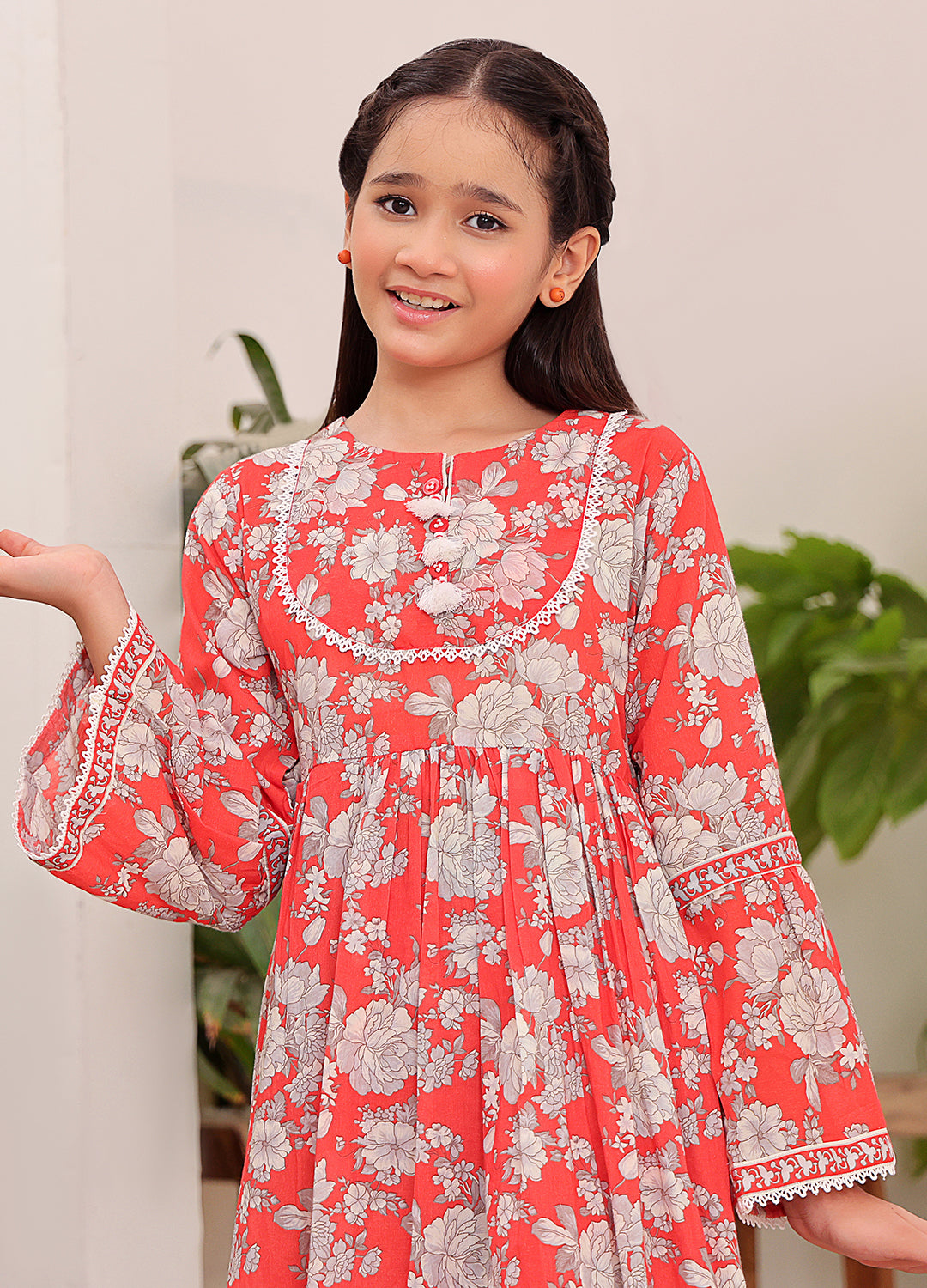 Red printed 2 piece casual suit