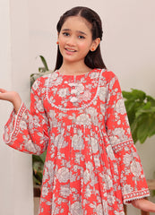 Red printed 2 piece casual suit