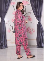 Pink Floral Khaddar Kurti & Trouser Set