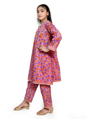 Pink printed lawn casual 2 piece suit