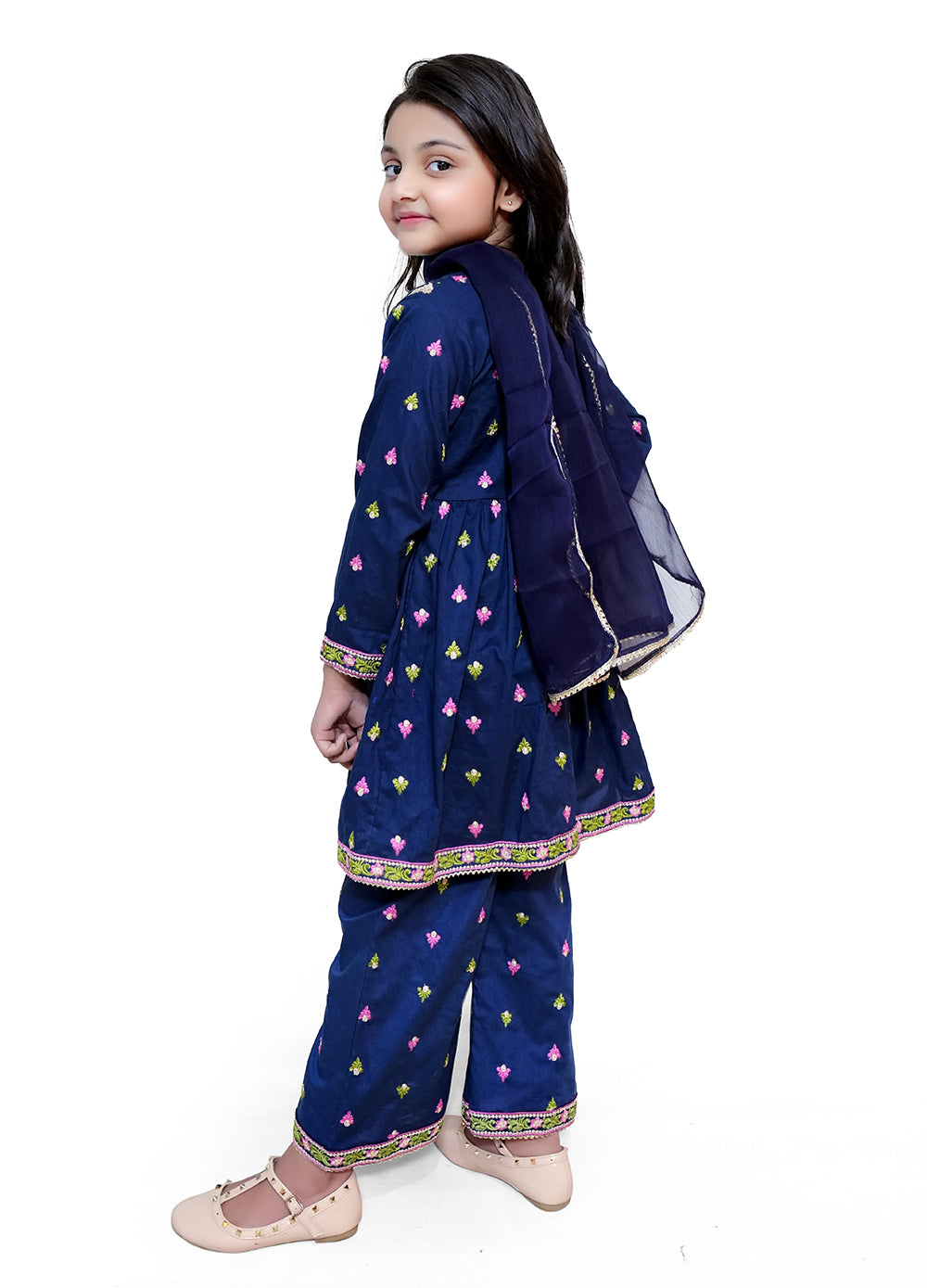 Blue girls formal 3 piece stitched suit