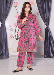 Pink Floral Khaddar Kurti & Trouser Set