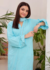 Embroidered lawn 3 piece casual suit for teens
