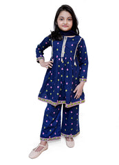 Blue girls formal 3 piece stitched suit