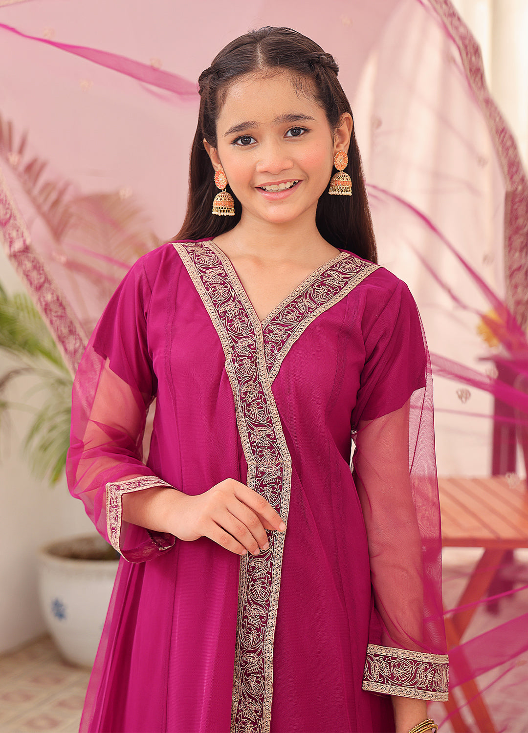 Embroidered formal 3 piece suit for girls