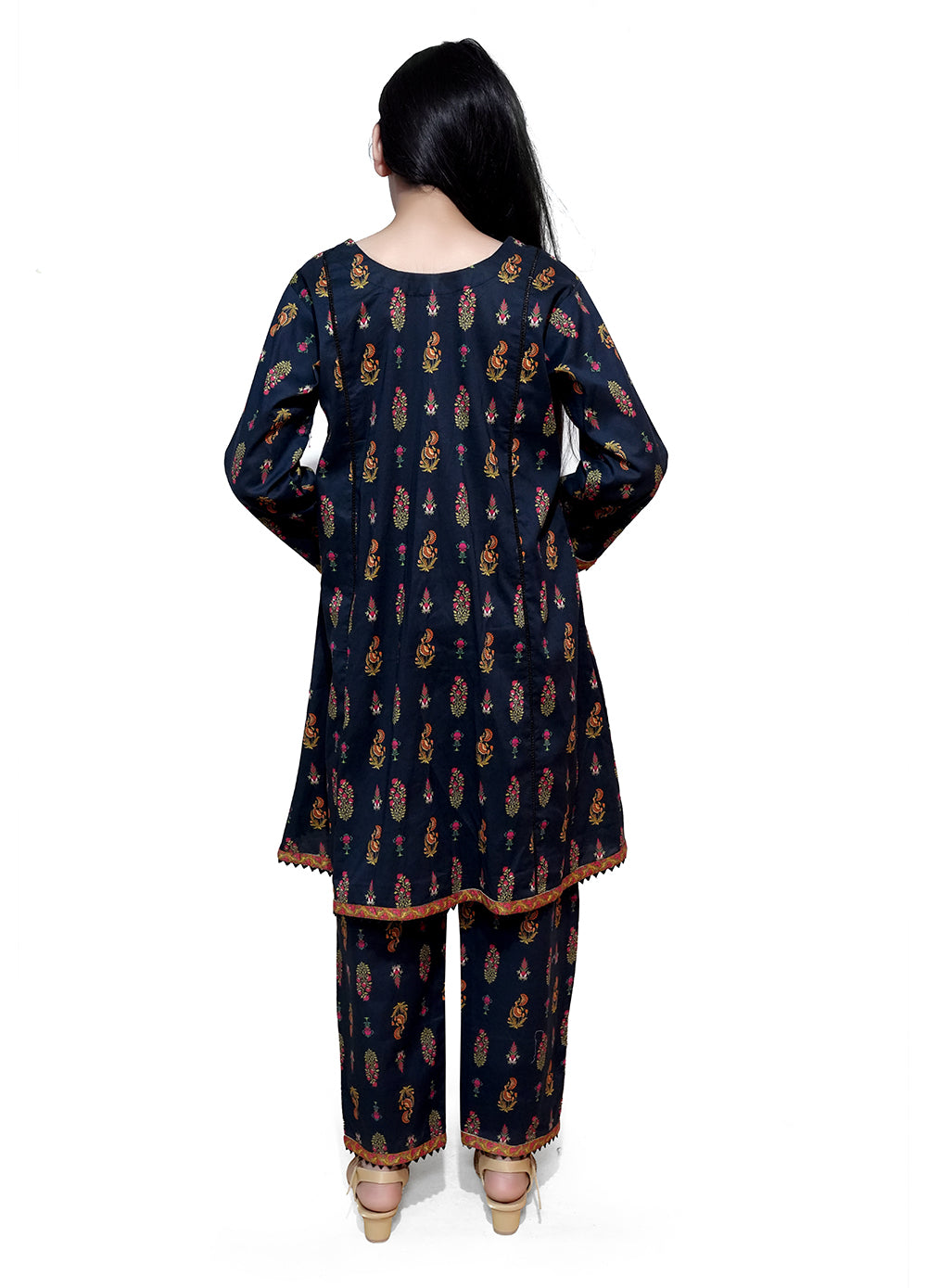 Navy blue Printed 2 piece lawn casual suit