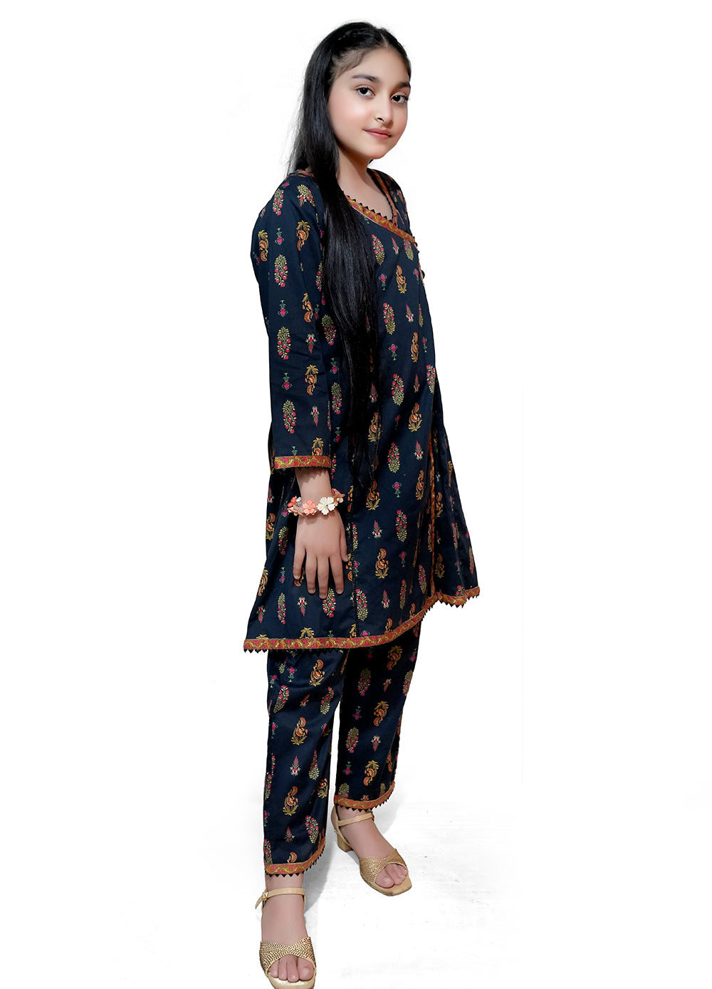 Navy blue Printed 2 piece lawn casual suit