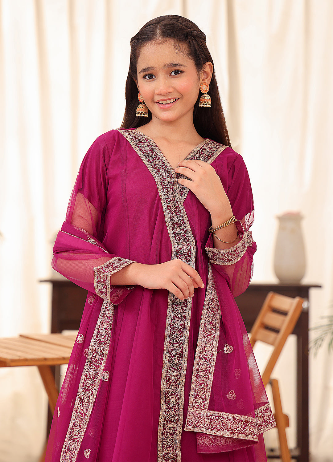 Embroidered formal 3 piece suit for girls