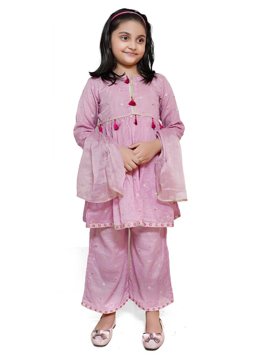 Light pink grils formal 3 piece stitched suit