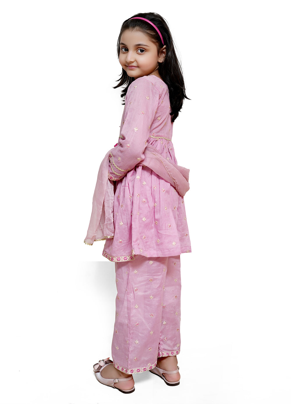 Light pink grils formal 3 piece stitched suit