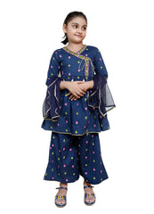 Blue printed fancy 3 girls suit
