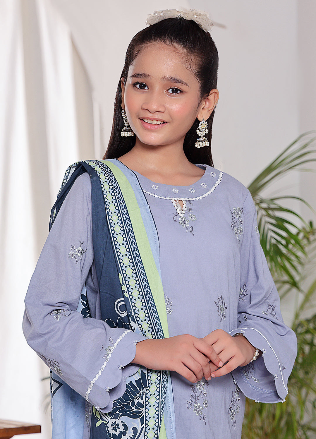 Embroidered 3 Piece Stitched Suit for Girls