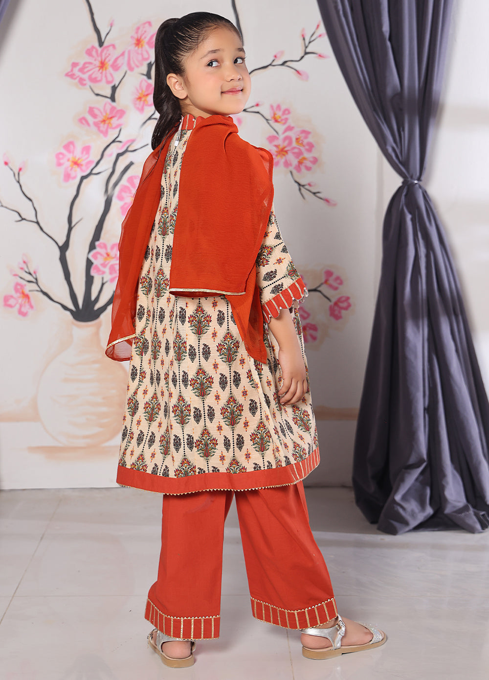 khaddar formal 3 piece stitched suit for kids