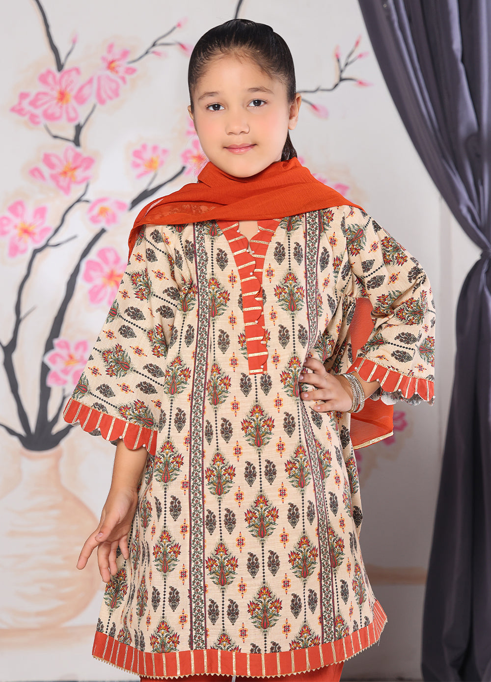 khaddar formal 3 piece stitched suit for kids