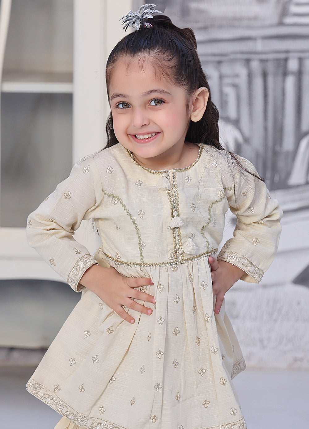 khaddar formal 3 piece stitched suit for kids