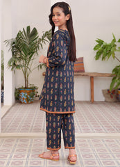 Navy blue Printed 2 piece lawn casual suit