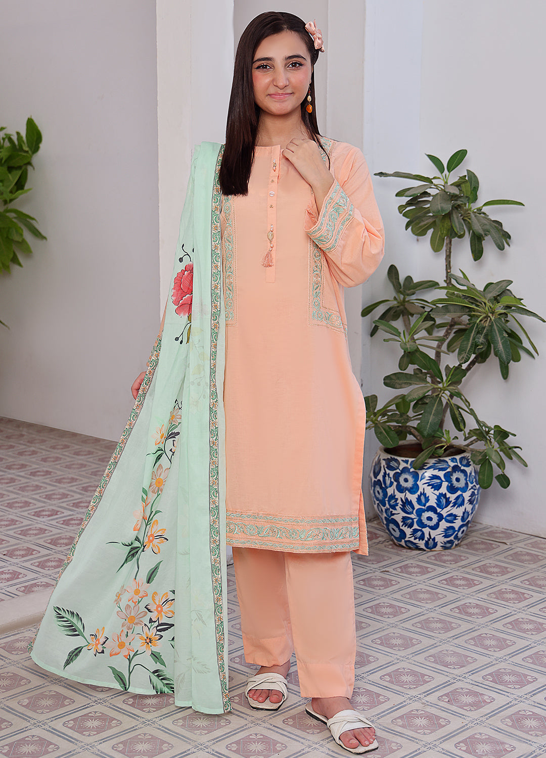 Embroidered 3 piece suit for teens