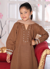 khaddar formal 3 piece stitched suit for kids