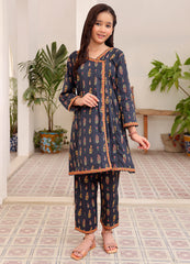 Navy blue Printed 2 piece lawn casual suit