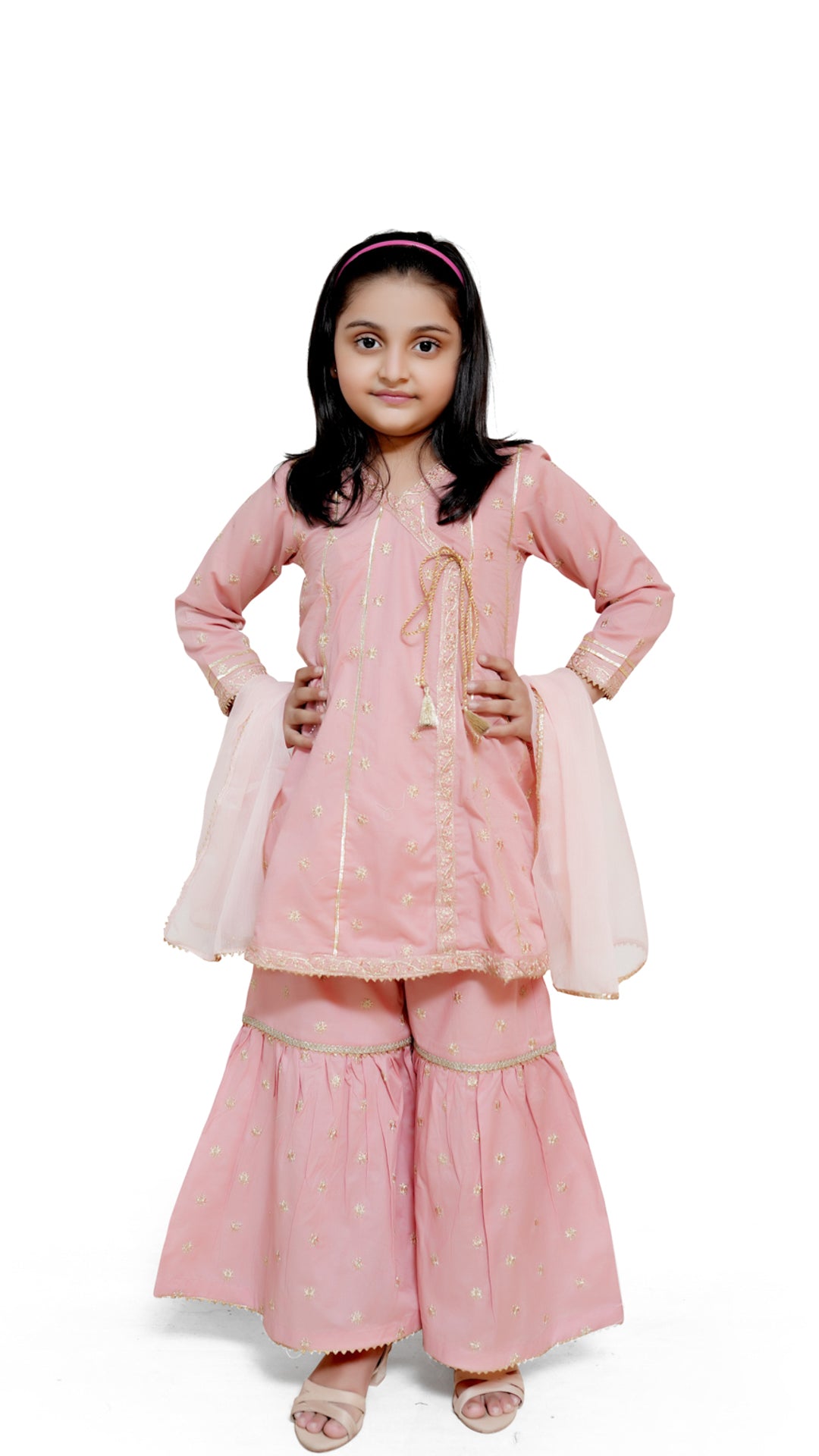 Girls light pink stitched 3pc suits
