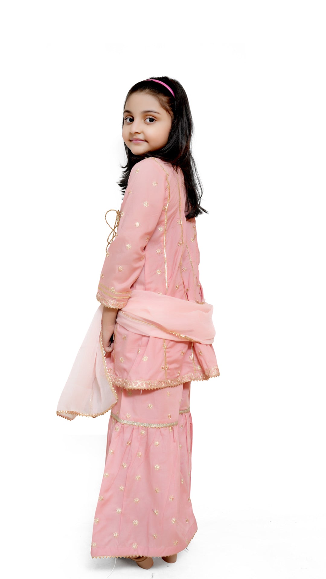 Girls light pink stitched 3pc suits