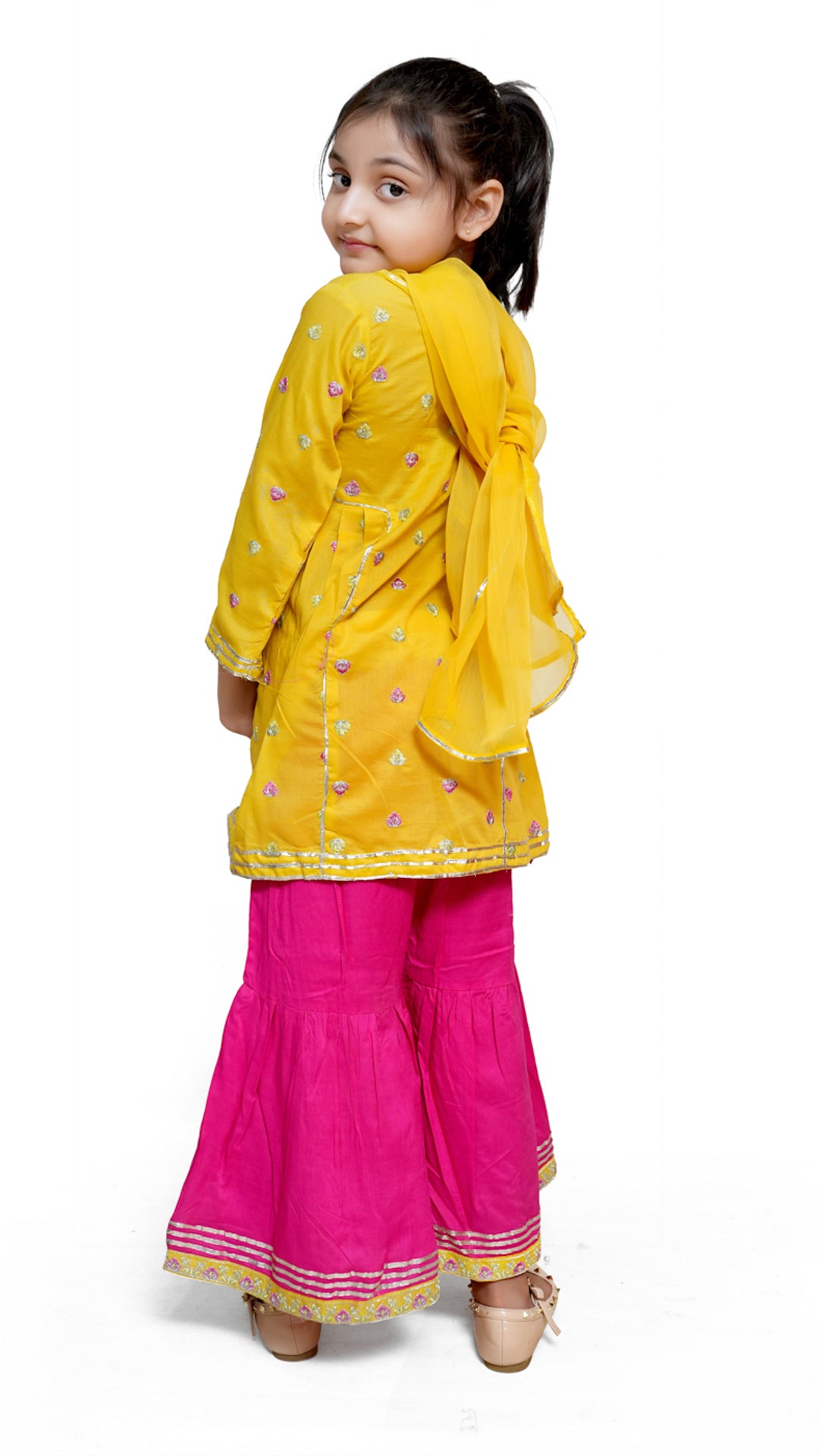 Mustard and Pink 3pc stitched suit
